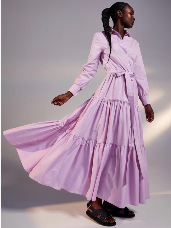 Edito By Simons Dresses & Skirts - Edito By Simons BELTED TIERED Maxi SHIRTDRESS in Lavender